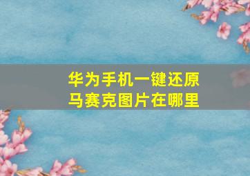 华为手机一键还原马赛克图片在哪里