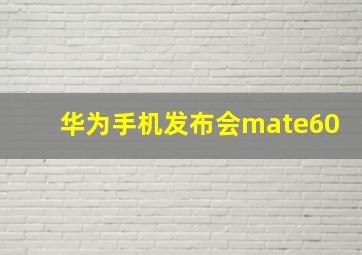 华为手机发布会mate60