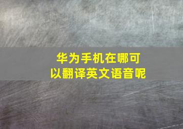 华为手机在哪可以翻译英文语音呢