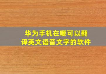 华为手机在哪可以翻译英文语音文字的软件