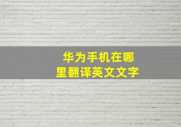 华为手机在哪里翻译英文文字