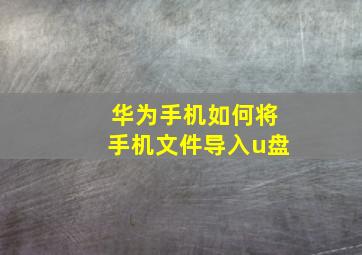 华为手机如何将手机文件导入u盘