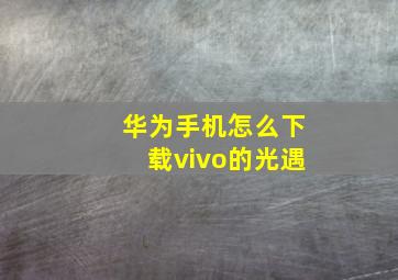 华为手机怎么下载vivo的光遇