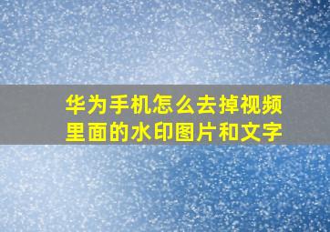 华为手机怎么去掉视频里面的水印图片和文字