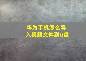 华为手机怎么导入视频文件到u盘