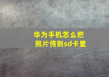 华为手机怎么把照片传到sd卡里