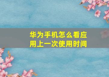 华为手机怎么看应用上一次使用时间