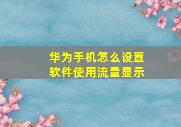 华为手机怎么设置软件使用流量显示