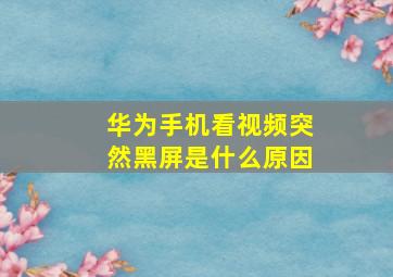 华为手机看视频突然黑屏是什么原因