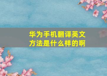 华为手机翻译英文方法是什么样的啊