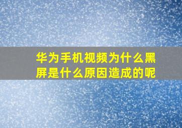 华为手机视频为什么黑屏是什么原因造成的呢