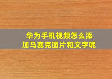 华为手机视频怎么添加马赛克图片和文字呢