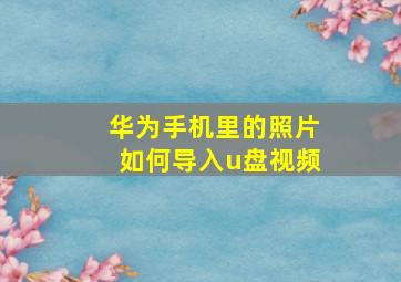 华为手机里的照片如何导入u盘视频