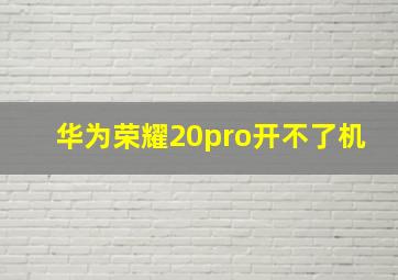 华为荣耀20pro开不了机