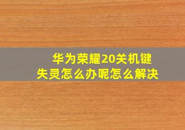 华为荣耀20关机键失灵怎么办呢怎么解决