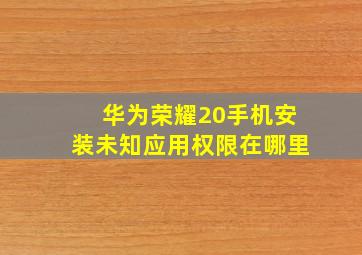 华为荣耀20手机安装未知应用权限在哪里