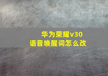 华为荣耀v30语音唤醒词怎么改