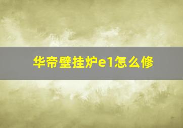 华帝壁挂炉e1怎么修