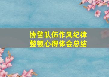 协警队伍作风纪律整顿心得体会总结