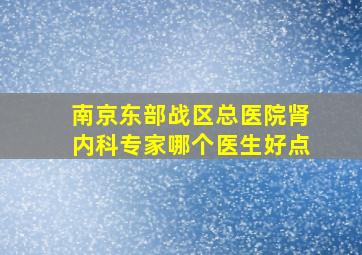 南京东部战区总医院肾内科专家哪个医生好点