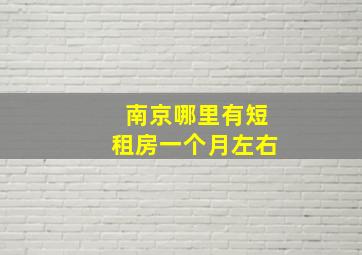 南京哪里有短租房一个月左右