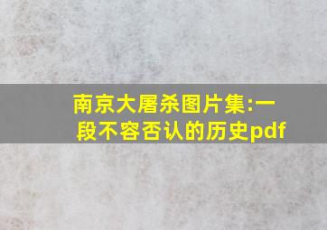 南京大屠杀图片集:一段不容否认的历史pdf