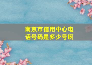 南京市信用中心电话号码是多少号啊