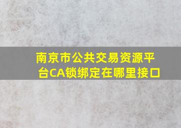 南京市公共交易资源平台CA锁绑定在哪里接口