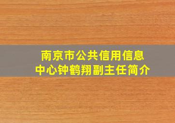 南京市公共信用信息中心钟鹤翔副主任简介