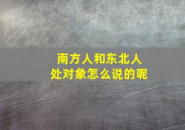 南方人和东北人处对象怎么说的呢