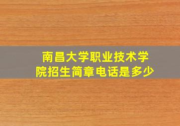 南昌大学职业技术学院招生简章电话是多少