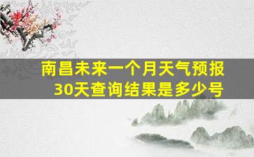 南昌未来一个月天气预报30天查询结果是多少号