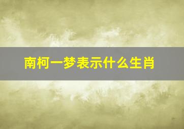 南柯一梦表示什么生肖