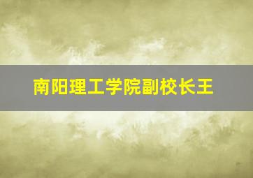 南阳理工学院副校长王