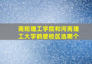 南阳理工学院和河南理工大学鹤壁校区选哪个