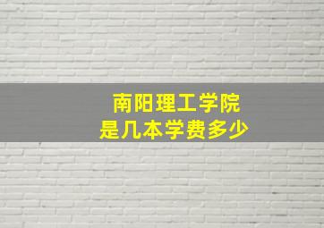 南阳理工学院是几本学费多少