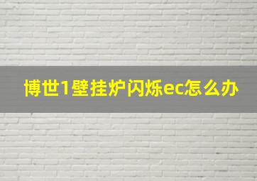 博世1壁挂炉闪烁ec怎么办