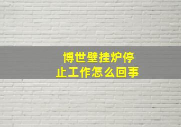 博世壁挂炉停止工作怎么回事