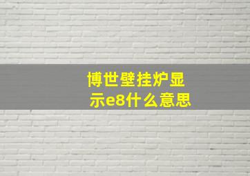 博世壁挂炉显示e8什么意思