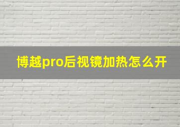 博越pro后视镜加热怎么开