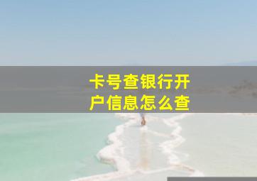 卡号查银行开户信息怎么查