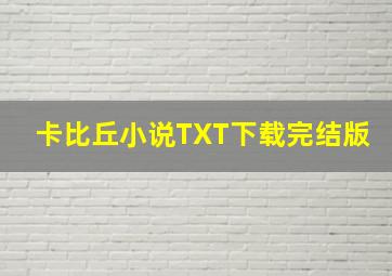 卡比丘小说TXT下载完结版