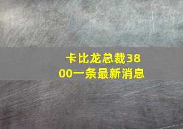 卡比龙总裁3800一条最新消息