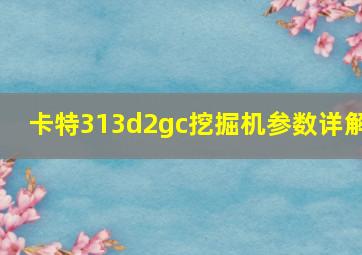 卡特313d2gc挖掘机参数详解