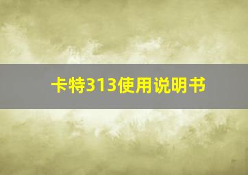 卡特313使用说明书