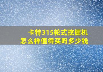 卡特315轮式挖掘机怎么样值得买吗多少钱