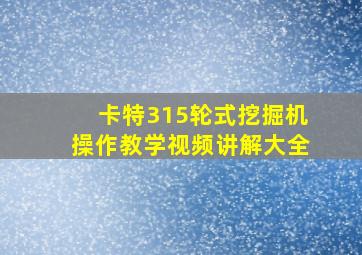 卡特315轮式挖掘机操作教学视频讲解大全