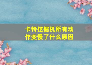 卡特挖掘机所有动作变慢了什么原因