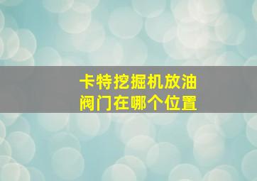 卡特挖掘机放油阀门在哪个位置