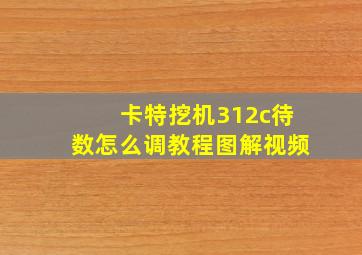 卡特挖机312c待数怎么调教程图解视频